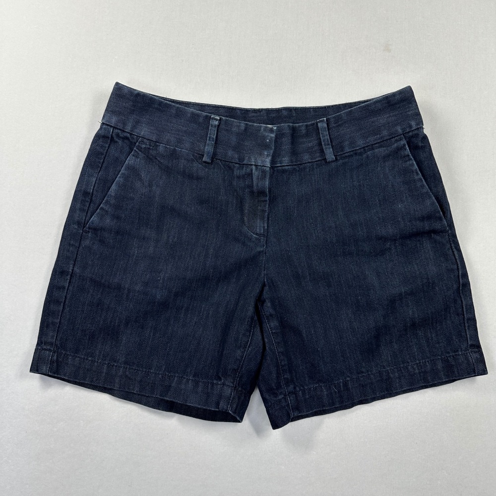 LOFT Riviera Denim Shorts Women Sz 0 Dark Wash Indigo Blue 100% Cotton Casual - Picture 2 of 9